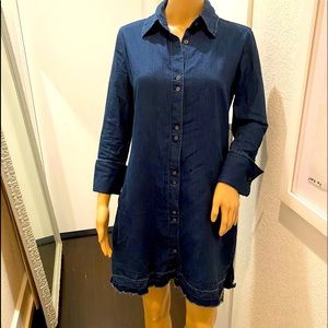 JBrand denim shirt dress with cuffs